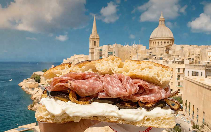 All'Antico Vinaio Valletta storefront on Republic Street, Malta, fitted out by Spiteri Catering
