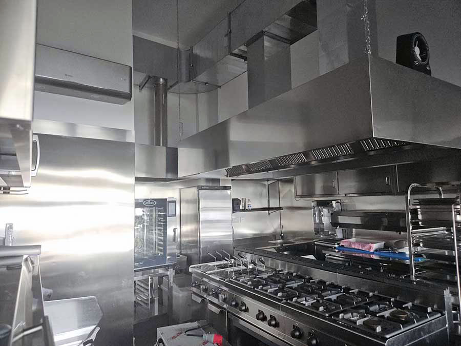 Completed Zigumar Restaurant kitchen installation showing full equipment layout