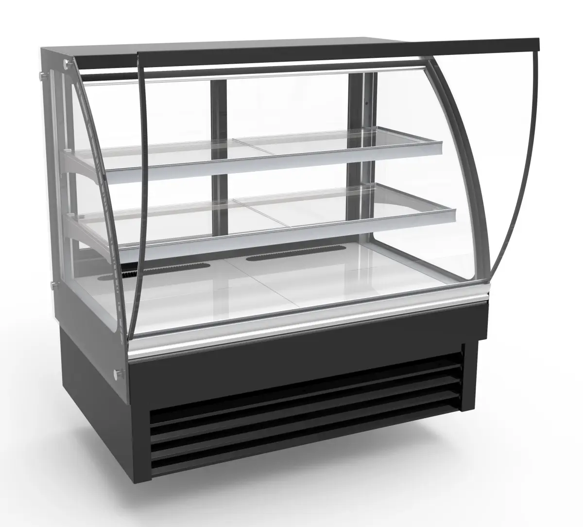 COMBISTEEL BLACK REFRIGERATED DISPLAY FLOOR MODEL + CURVED GLASS + LED LIGHTS 120X68X120CM