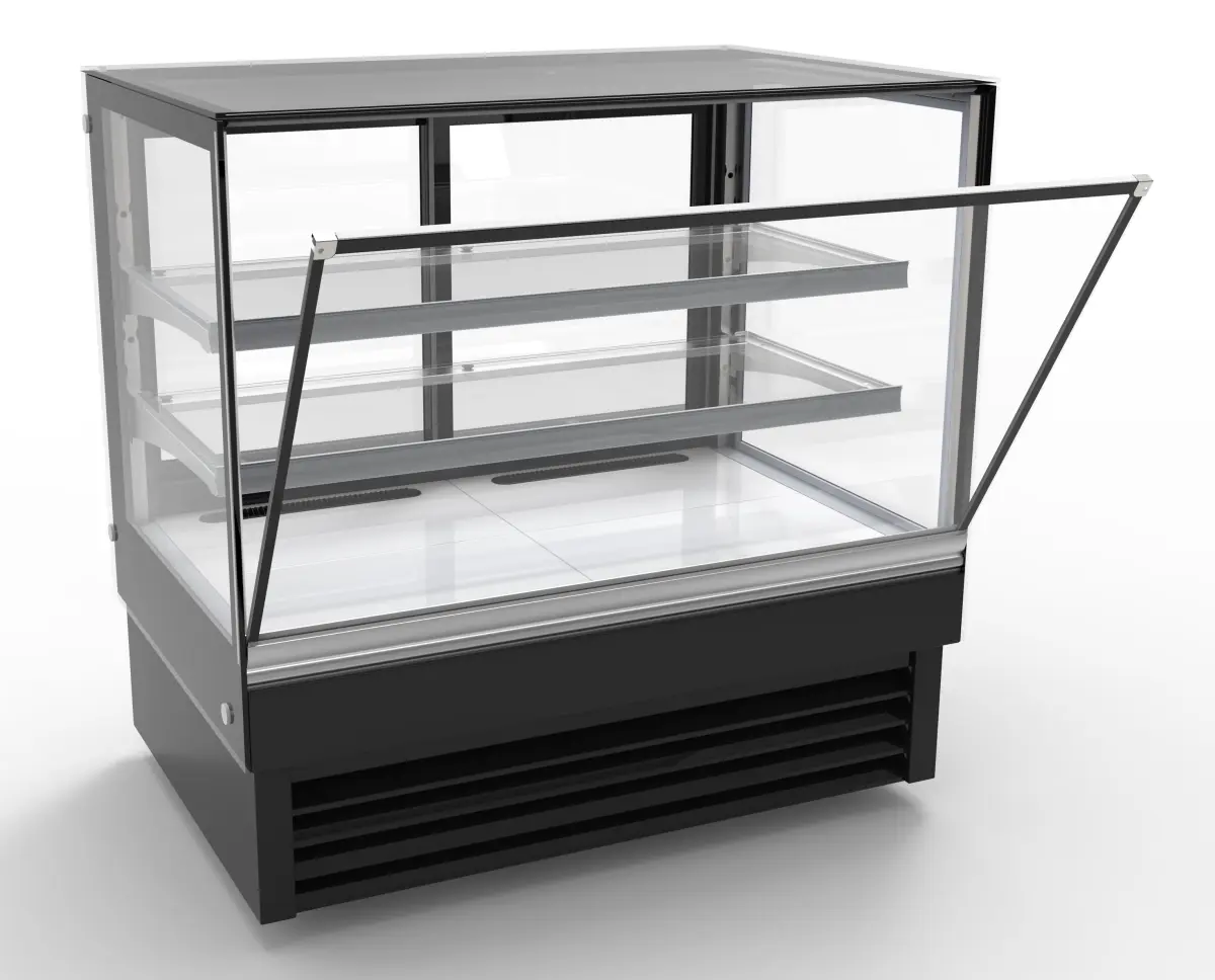 COMBISTEEL BLACK REFRIGERATED DISPLAY SQUARE GLASS + LED LIGHTS 120X68X120CM