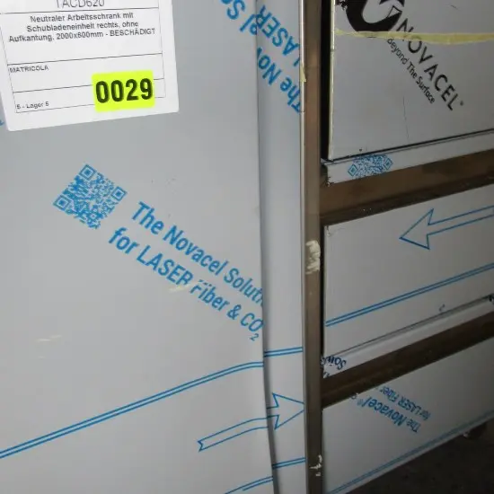 Neutral work cupboard with drawer unit on the right side, without upstand, 2000x600 mm - DAMAGED