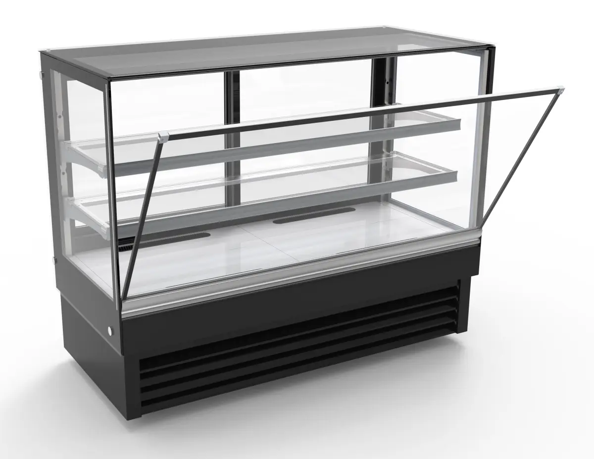 COMBISTEEL REFRIGERATED DISPLAY FLOOR MODEL SQUARE GLASS + LED LIGHTS 200X68X120CM