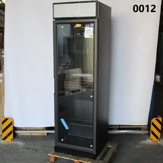 Upright bottle cooler 373 liters with glass door and canopy lighting, +1°/+10°C, black - DAMAGED