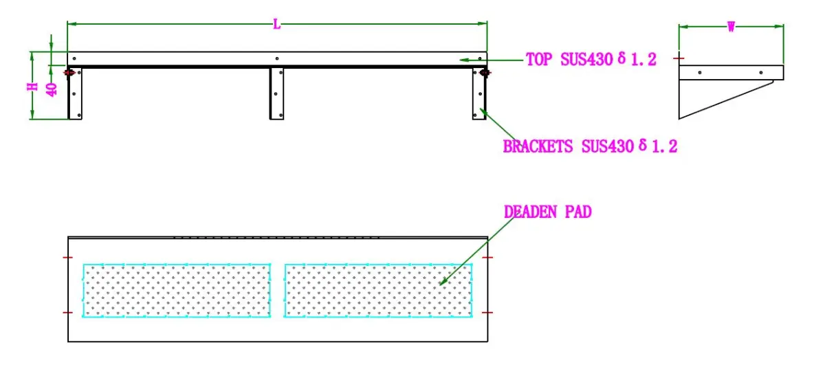 400 SS WALL SHELVES 1500 INCL. BRACKETS