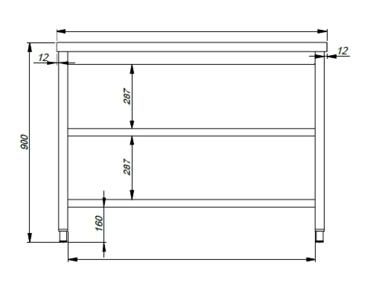 600 WORKTABLE 2 SHELVES 2600