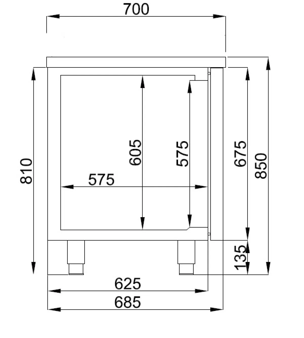 700 REFRIGERATED COUNTER 2 DOORS