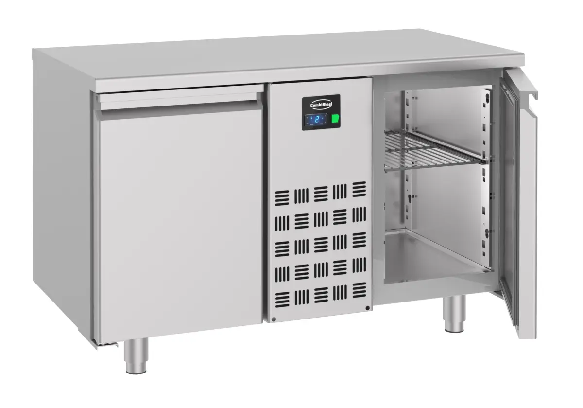 PROLINE GN (700) S/STEEL FRIDGE COUNTER 2 DOOR + TROPICAL COMPRESSOR + MONOBLOCK SYSTEM 130X70CM