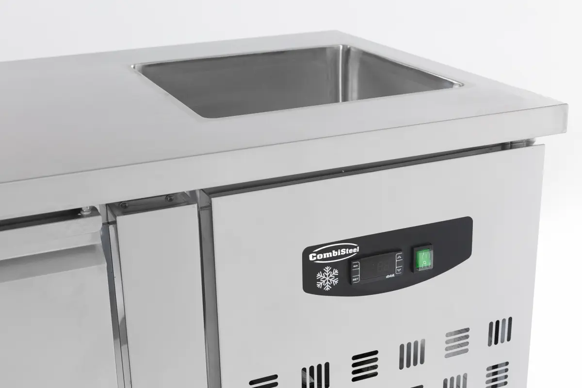COMBISTEEL S/STEEL REFRIGERATED COUNTER 2 DOOR + INTEGRATED SINK 151X70CM