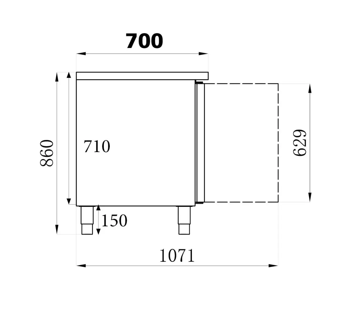 COMBISTEEL S/STEEL REFRIGERATED COUNTER 2 DOOR + INTEGRATED SINK 151X70CM