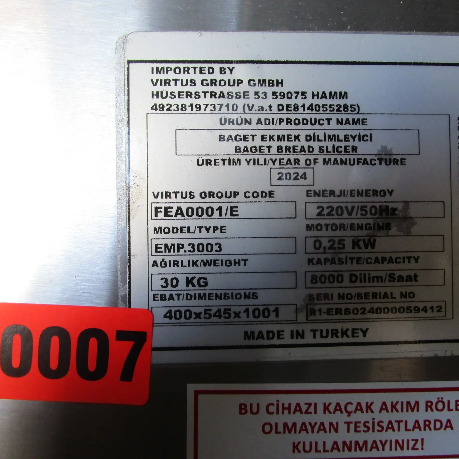 Electric baget bread slicer for 10-80 mm slices - SECOND-HAND
