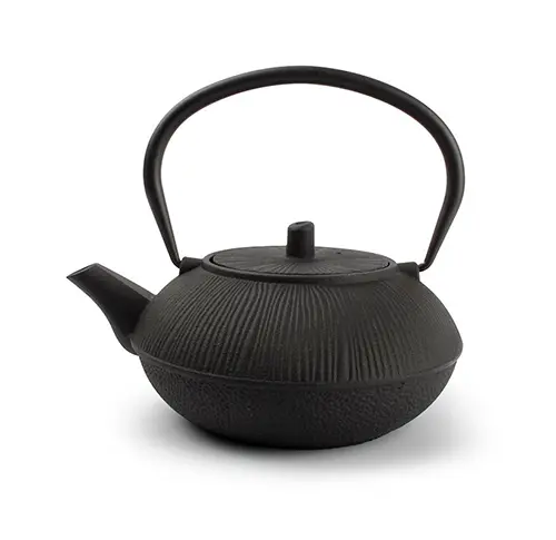 CAST IRON BLACK STRIPED TEAPOT 80CL