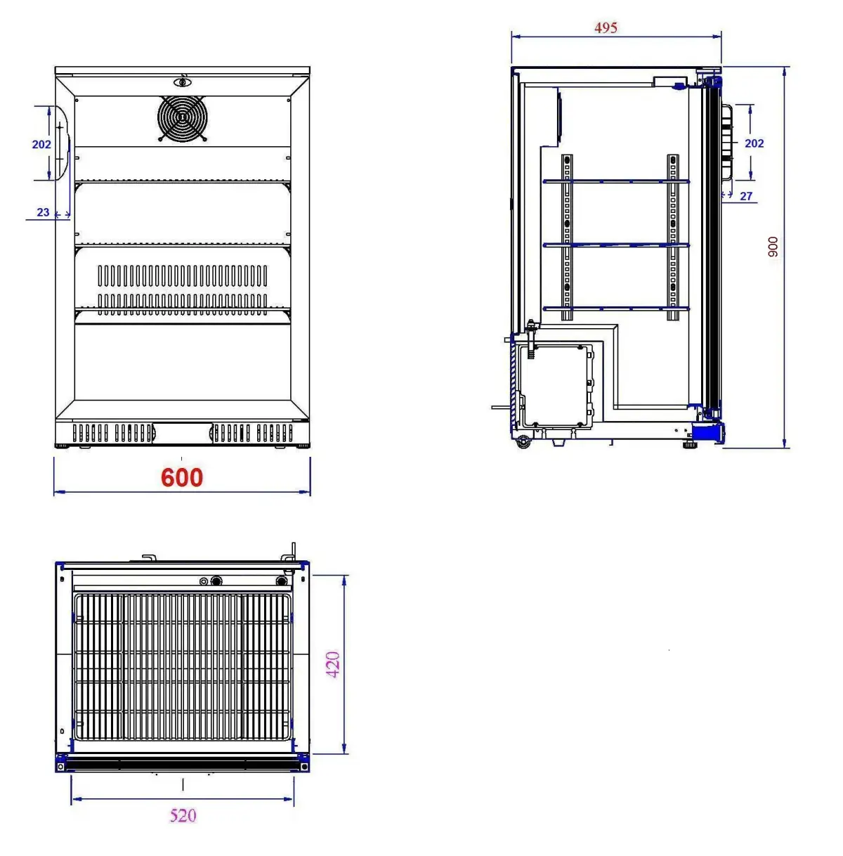 BACKBAR COOLER BLACK 1 DOOR