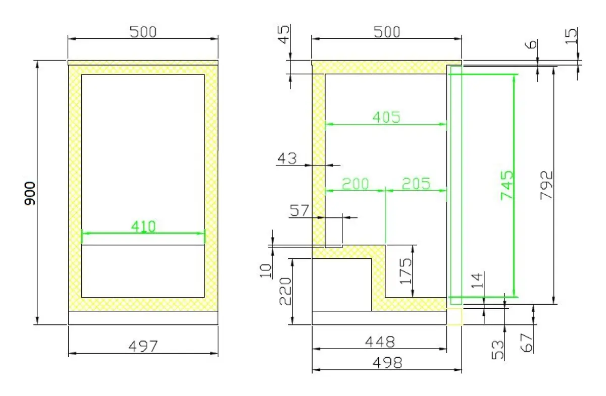 COMBISTEEL BACKBAR 1 HINGED DOOR 50X50X90CM