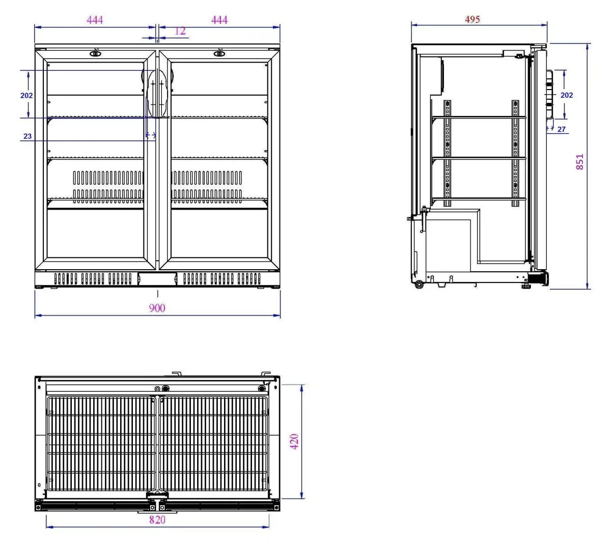 BACKBAR COOLER BLACK 2 DOORS