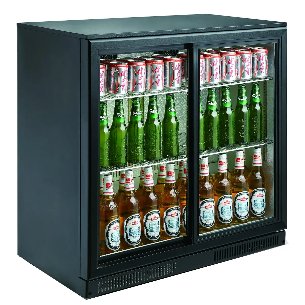 BACKBAR FRIDGE BLACK 2 DOOR SLIDING