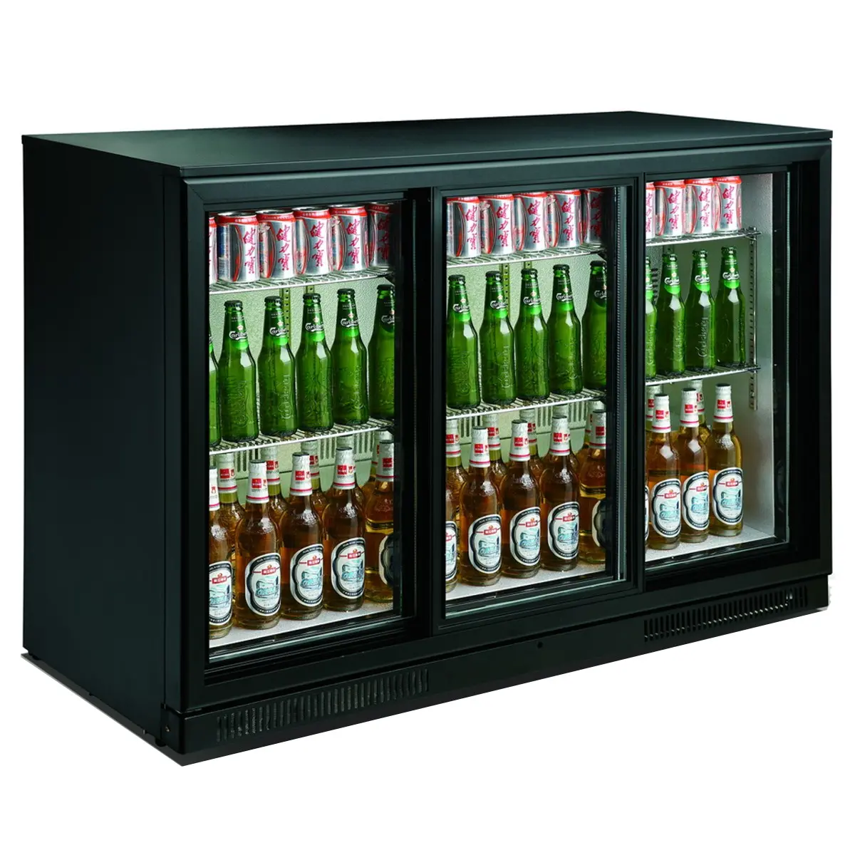 BACKBAR FRIDGE BLACK 3 DOOR SLIDING