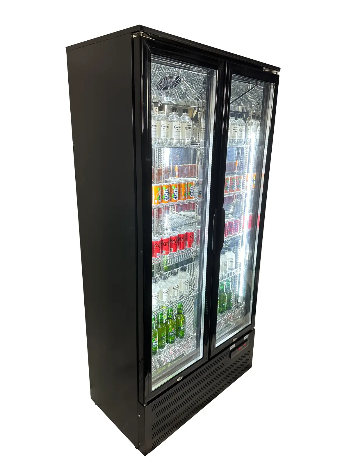 COMBISTEEL UPRIGHT BLACK BACKBAR COOLER 2 GLASS DOORS - 90X52X185CM