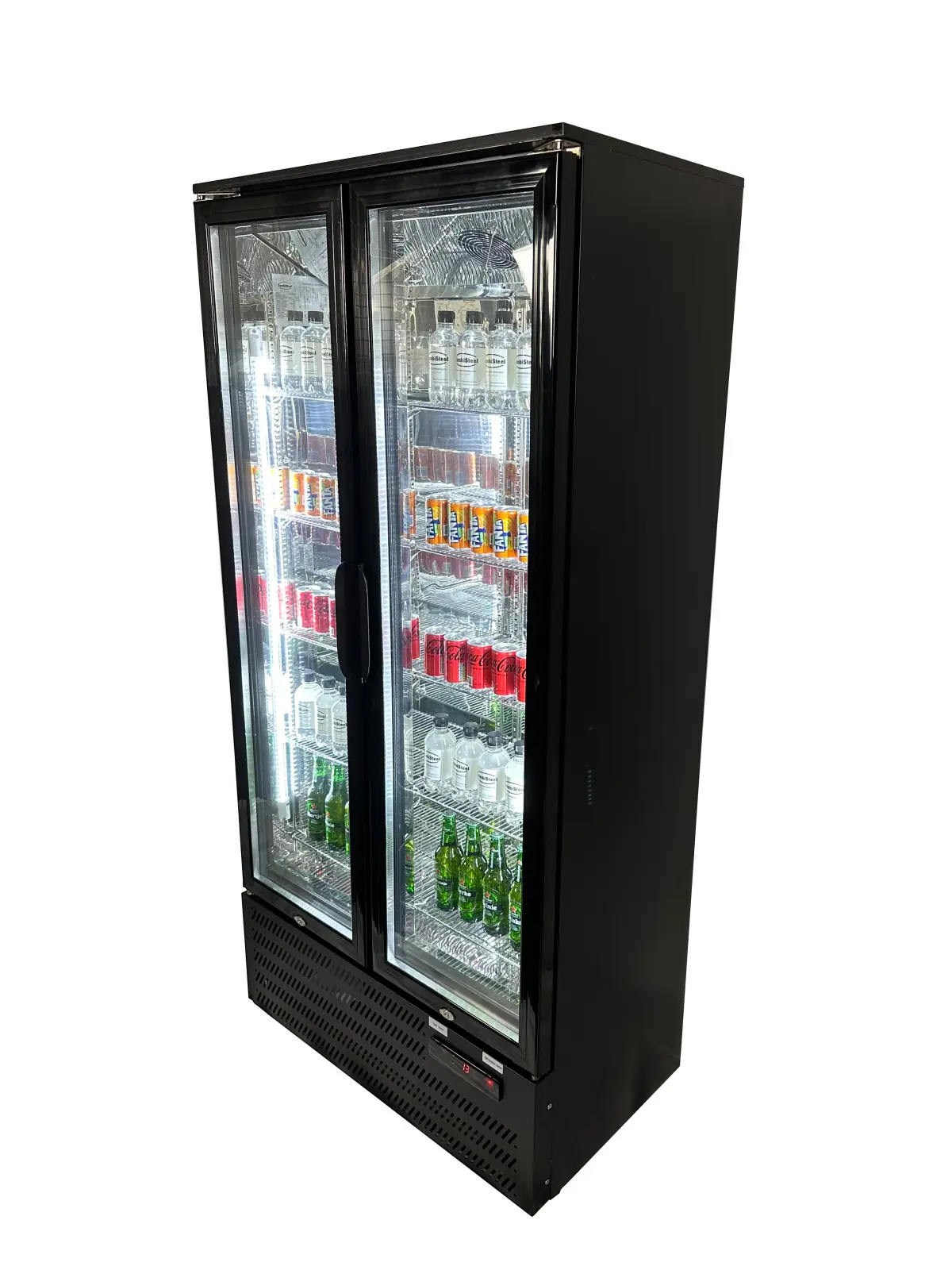 COMBISTEEL UPRIGHT BLACK BACKBAR COOLER 2 GLASS DOORS - 90X52X185CM