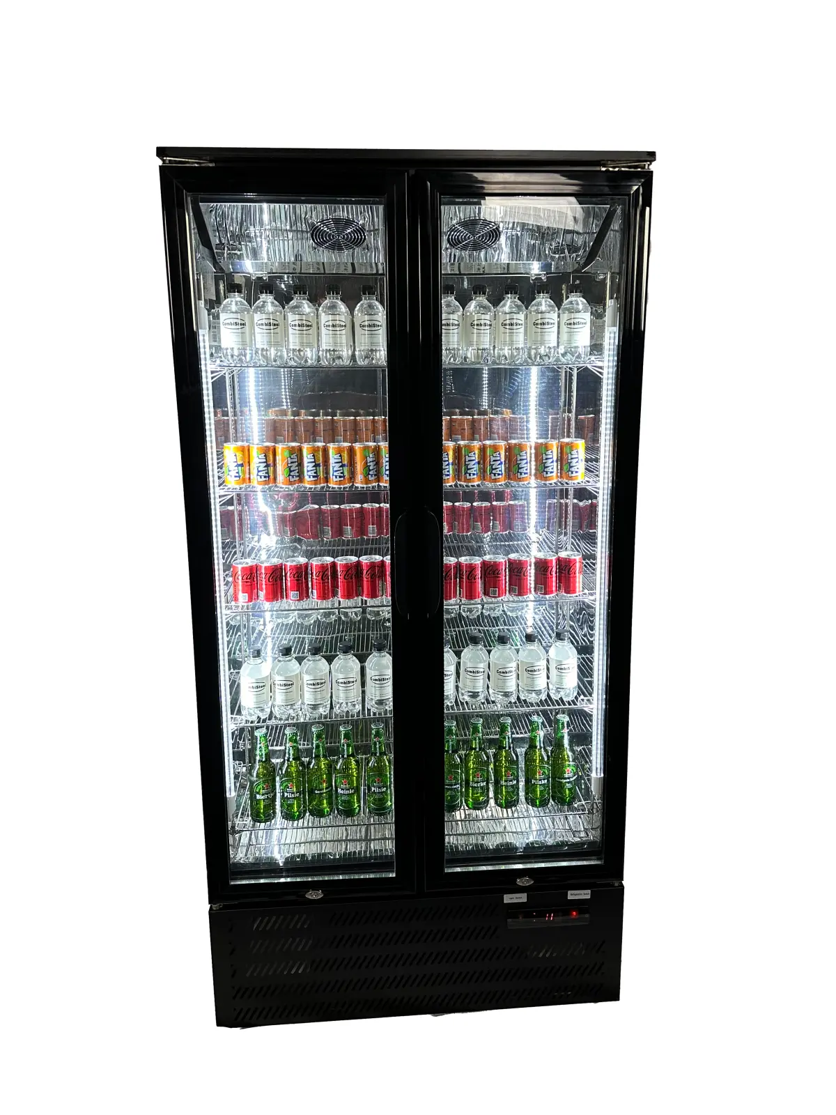 COMBISTEEL UPRIGHT BLACK BACKBAR COOLER 2 GLASS DOORS - 90X52X185CM