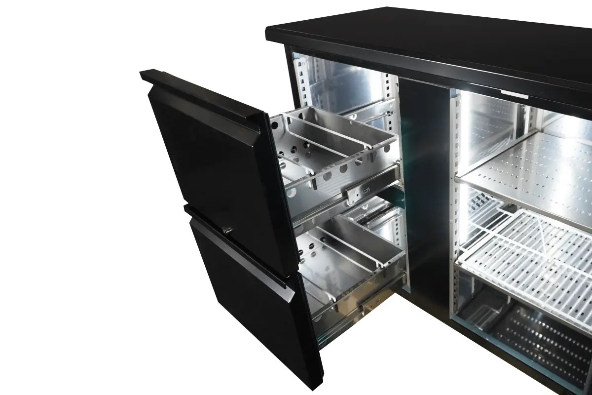 BARCOOLER BLACK 1 DOOR AND 2 DRAWERS