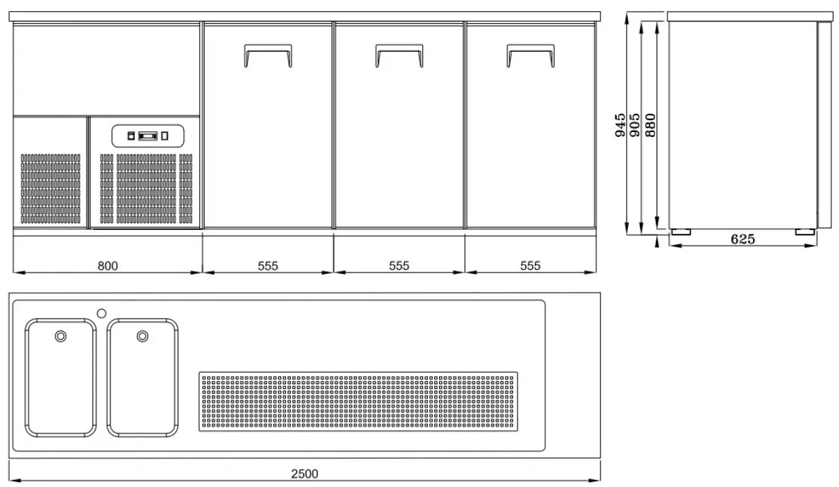 BEER COUNTER 3 DOORS 2L