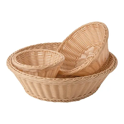 POLYPROPLENE ROUND BEIGE BASKET 19CM