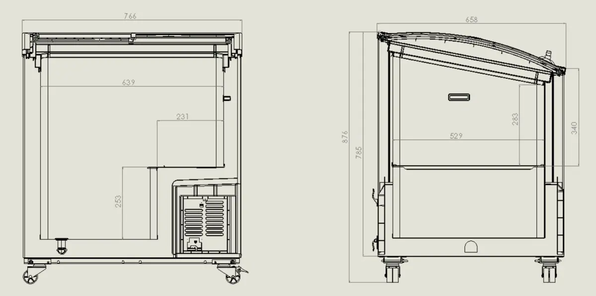 COMBISTEEL CHEST FREEZER GLASS SLIDING TOP - 88X66X77CM