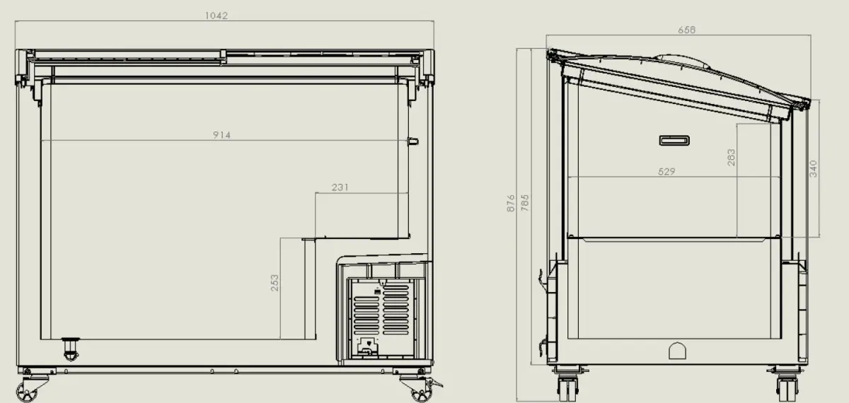 COMBISTEEL CHEST FREEZER GLASS SLIDING TOP - 104X66X88CM
