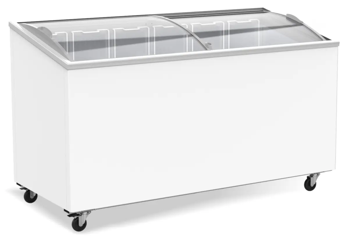 COMBISTEEL CHEST FREEZER + GLASS SLIDING TOP + WHEELS - 150X70CM
