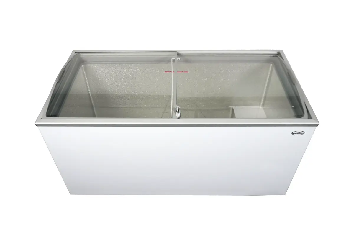 COMBISTEEL CHEST FREEZER + GLASS SLIDING TOP + WHEELS - 150X70CM