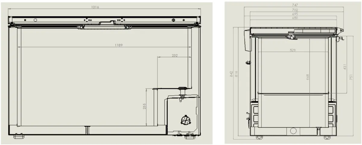 COMBISTEEL CHEST FREEZER + S/STEEL LID - 130X74