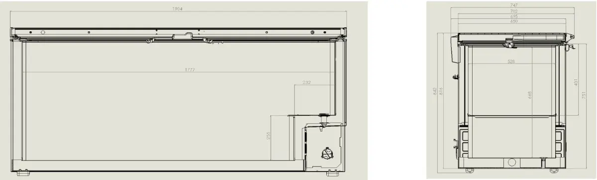 COMBISTEEL CHEST FREEZER + S/STEEL TOP - 190X74X85CM