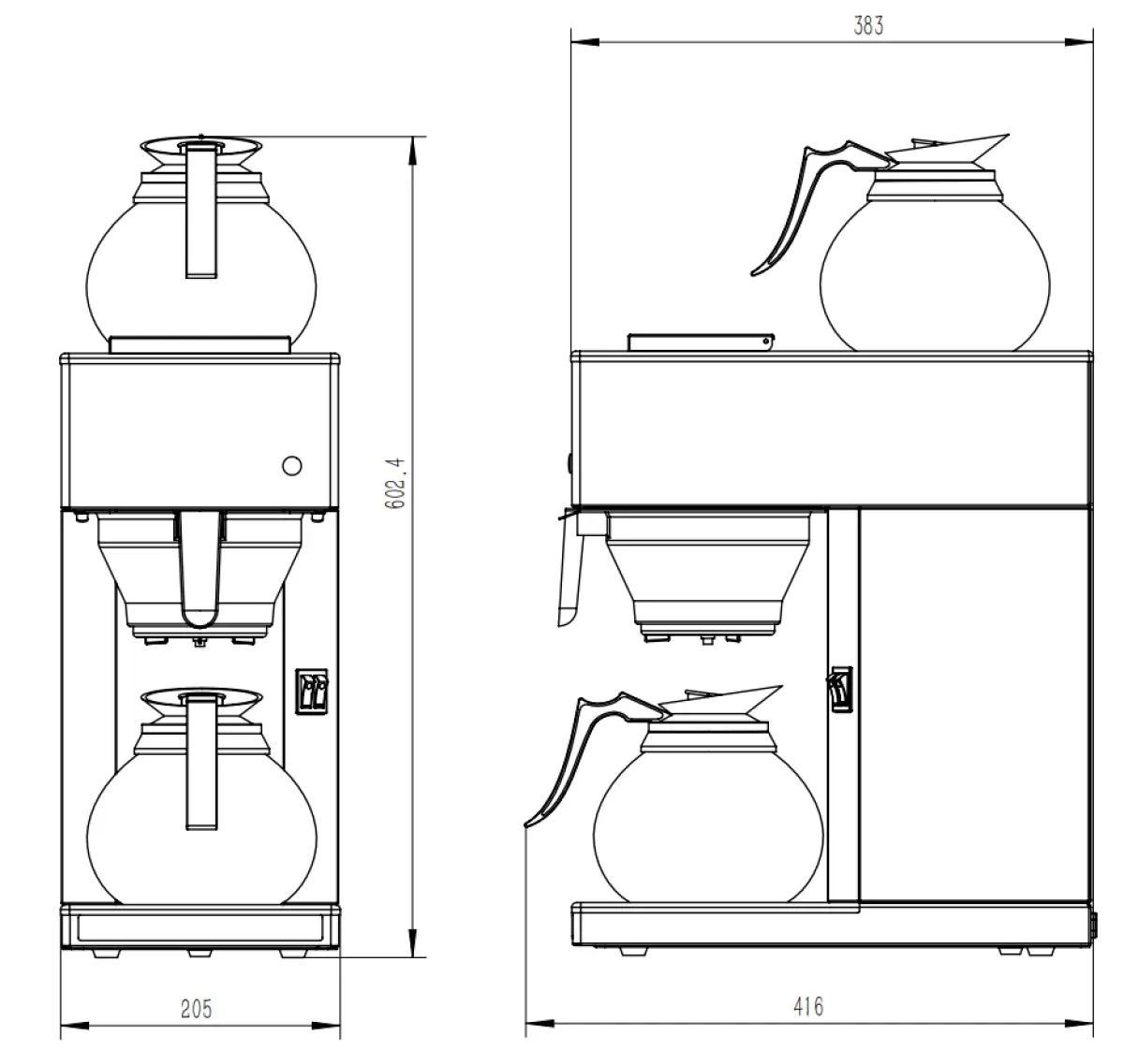 COFFEE MACHINE INCL. 2 GLASS COFFEE JUGS 1.8L
