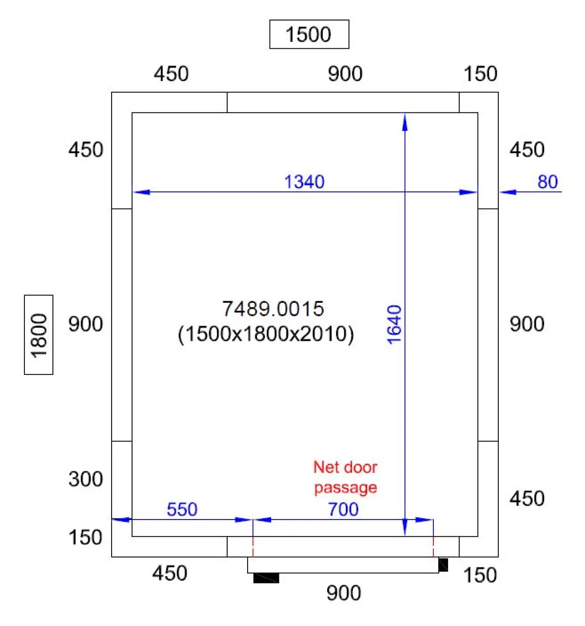 PROLINE COLDROOM - 80MM THICK PANELS - 150X120X201CM