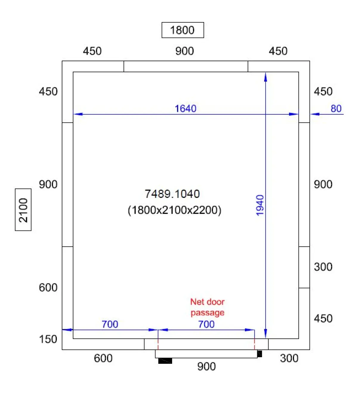 PROLINE COLDROOM 180X210X220CM -