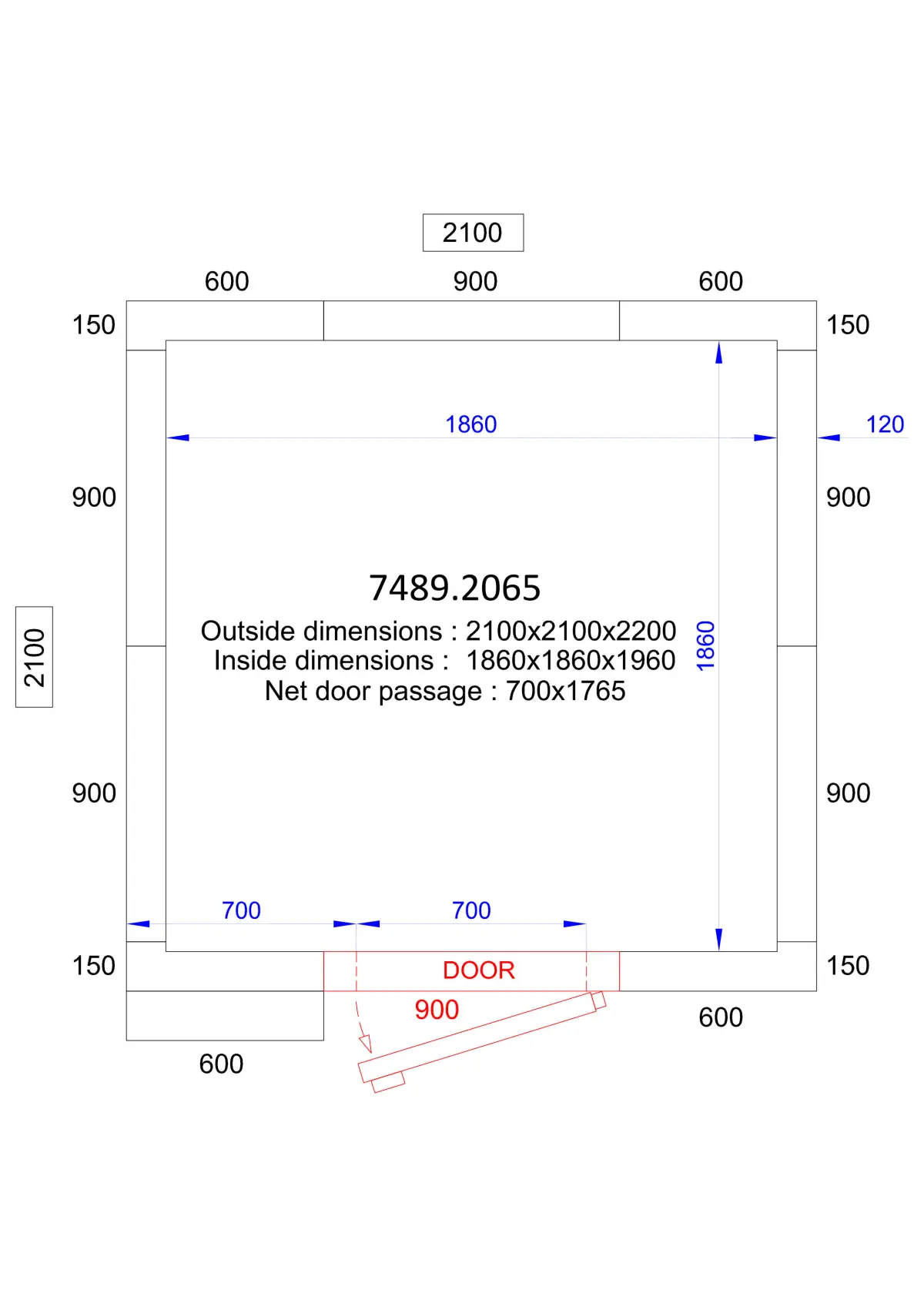 PROLINE COLDROOM 210X210X220CM (PANELS 12MM ENERGY SAVING)