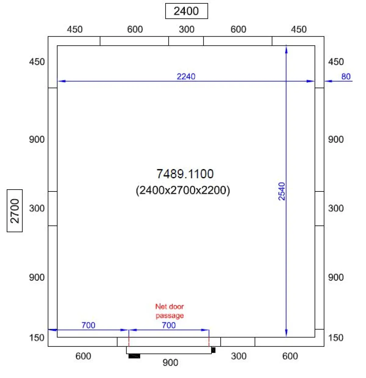 COLD AND FREEZER ROOM 2400X2700X2200  *TRANSPORT ON REQUEST*