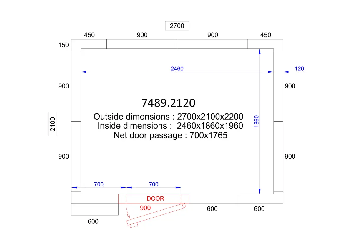 COLD AND FREEZER ROOM 2700x2100x2200 - 120 MM