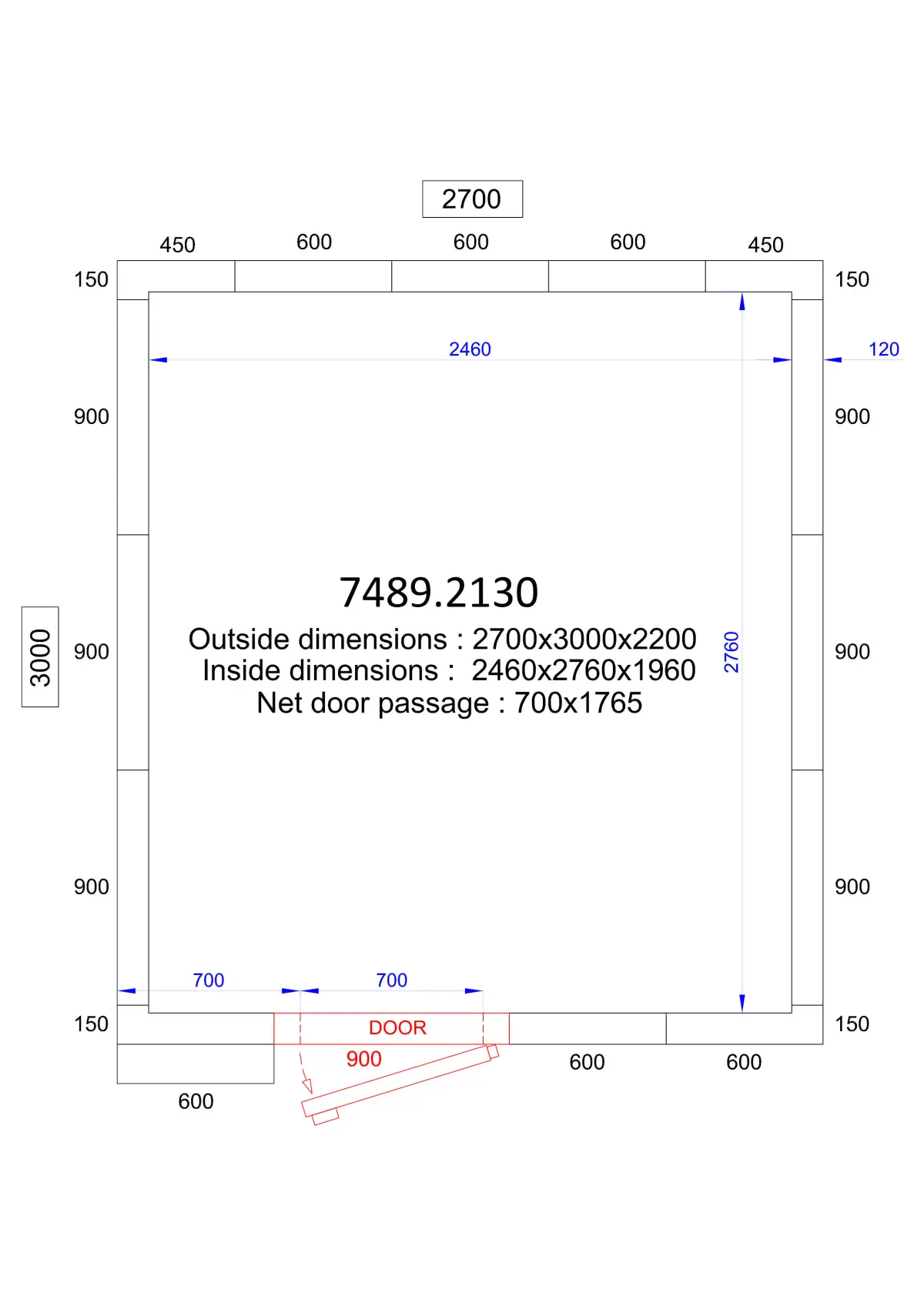 COMBISTEEL PROLINE COLDROOM (120MM PANEL THICKNESS - ENERGY SAVER) 270X300X220CM 13.3M3