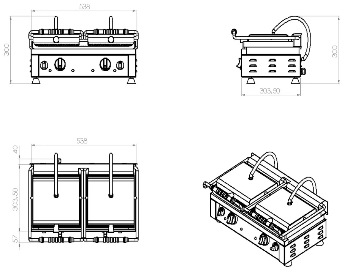 CONTACT GRILL DOUBLE GROOVED
