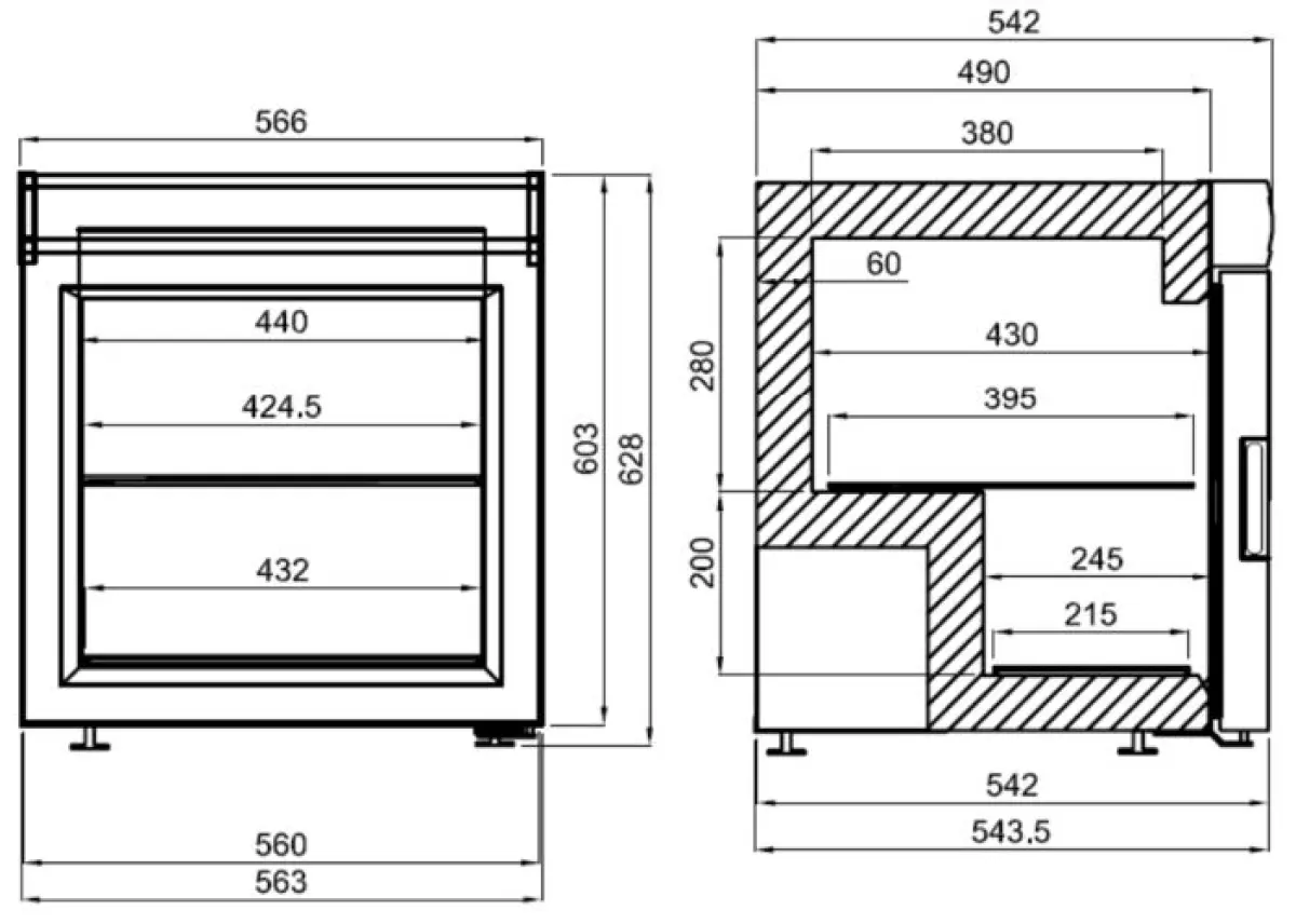 COMBISTEEL COUNTERTOP GLASS DOOR FREEZER 54X57X63CM