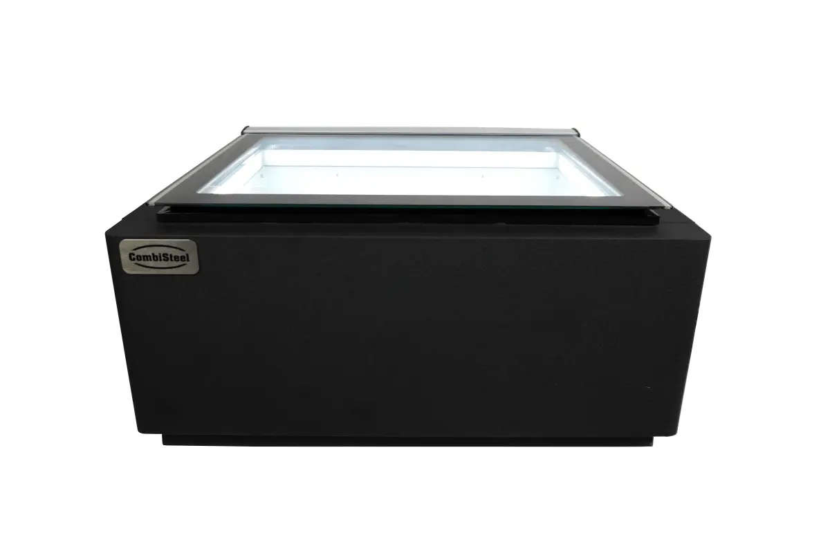 COUNTERTOP MODEL ICE CREAM DISPLAY BLACK  OPENS ON THE CUSTOMER SIDE