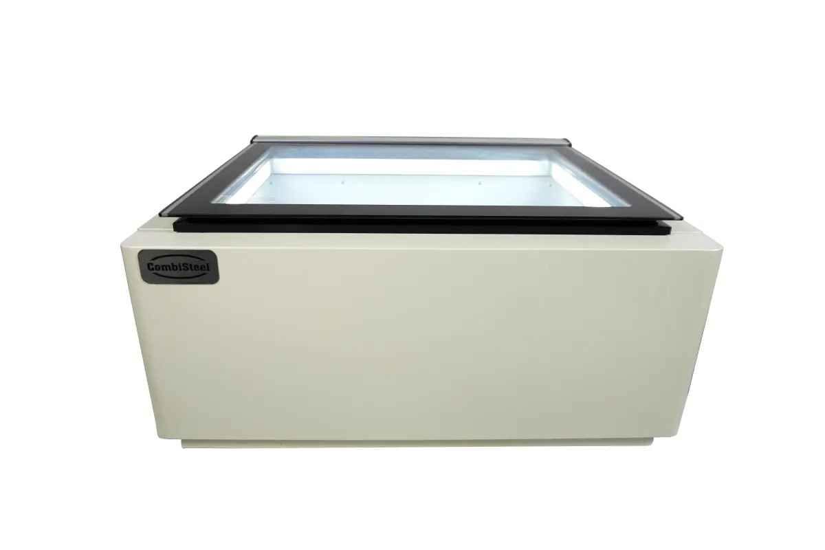 COUNTERTOP MODEL ICE CREAM DISPLAY WHITE  OPENS ON THE CUSTOMER SIDE