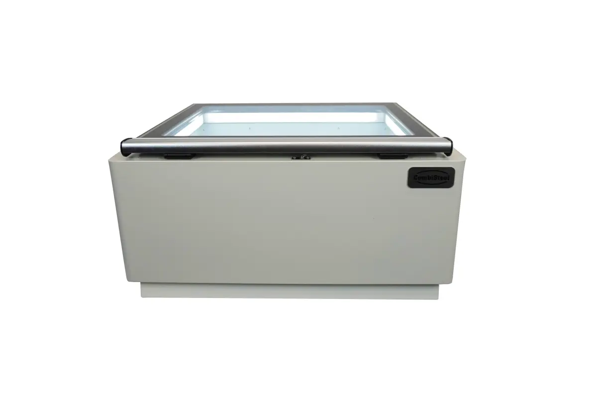 COUNTERTOP MODEL ICE CREAM DISPLAY WHITE  OPENS ON THE OPERATING SIDE