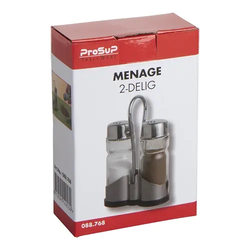 S/STEEL / GLASS SALT + PEPPER SET + HOLDER