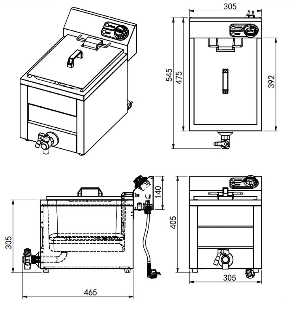 ELECTRIC COUNTER FRYER 1X8L 3KW