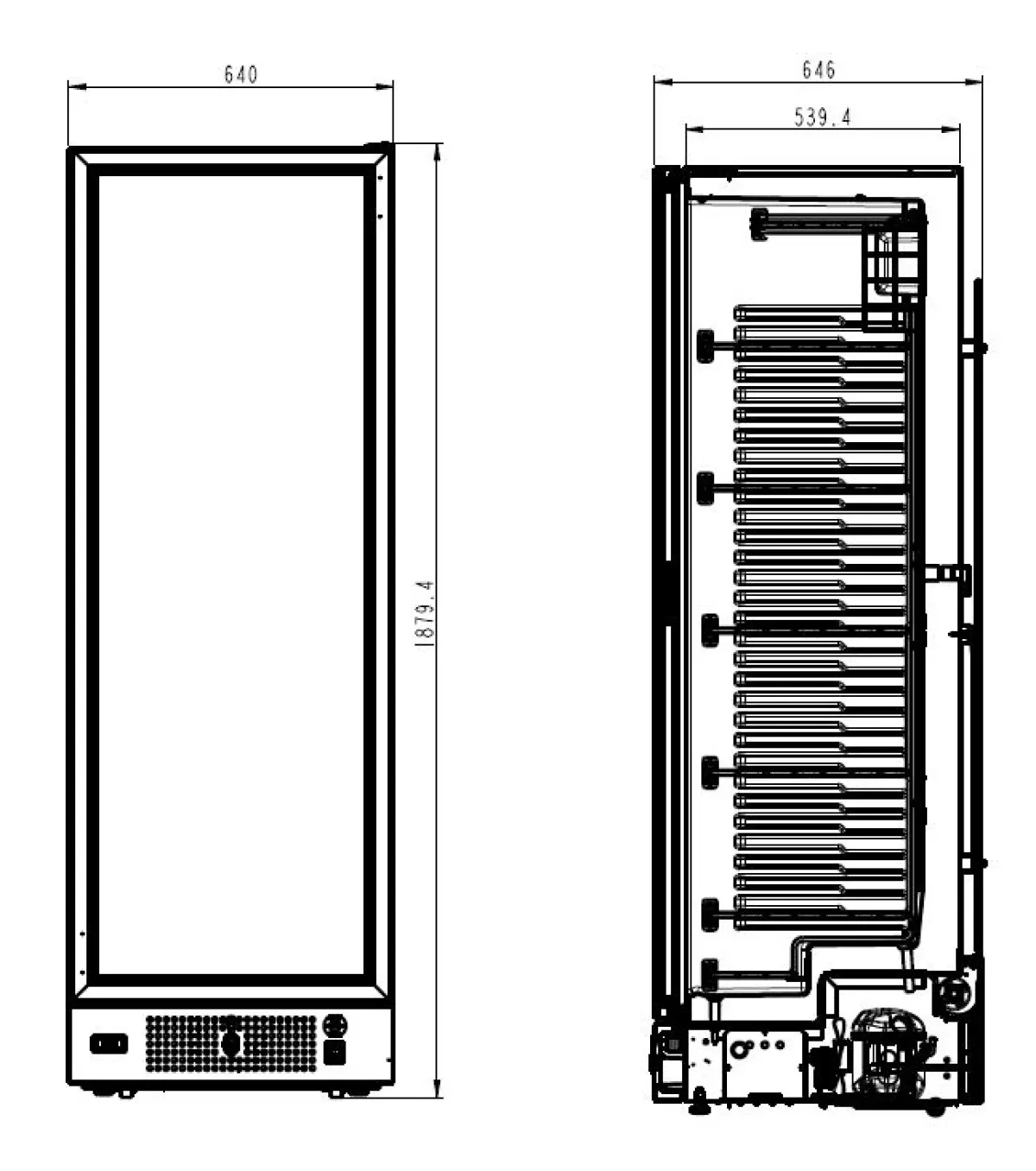 COMBISTEEL WHTE UPRIGHT STATIC FREEZER GLASS DOOR - 64X67X187CM