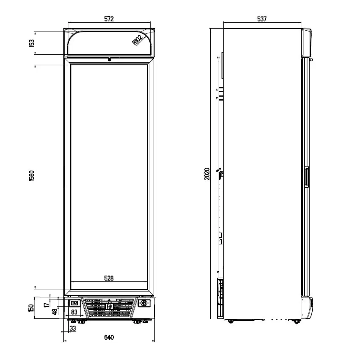 UPRIGHT FREEZER MERCH. STATIC 65X67X200