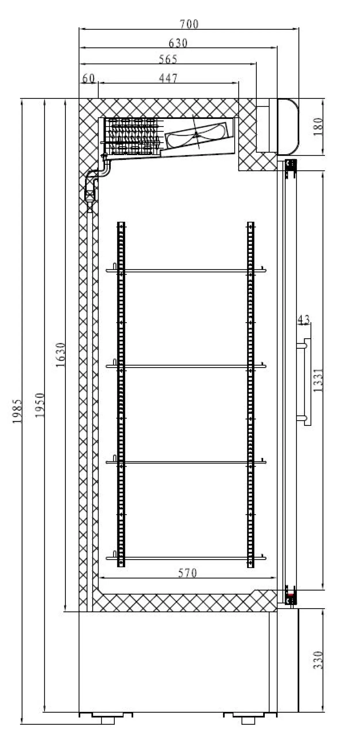 MERCHENDISER FREEZER 1 DOOR VENTILATED 68X72X200