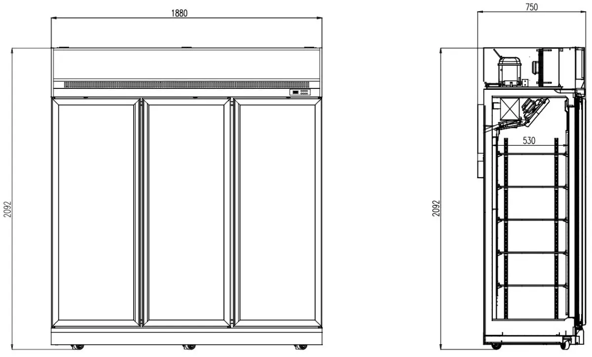 COMBISTEEL SUPERMARKET LINE FREEZER MERCHENDISER 3 GLASS DOORS 188 X 71X 210CM